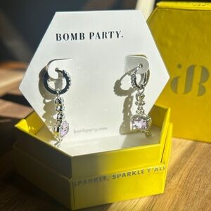 Bomb Party Silver and Purple Dangle Earrings